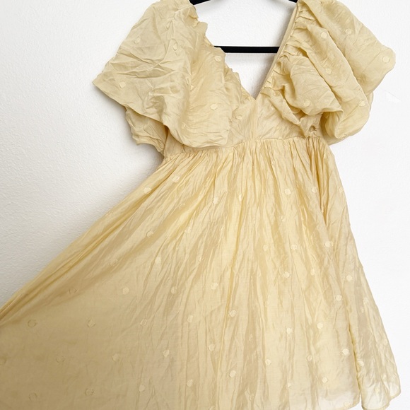 Anthropologie | Moon River | Yellow Polkadot Puff Sleeve Mini Dress - Picture 8 of 10